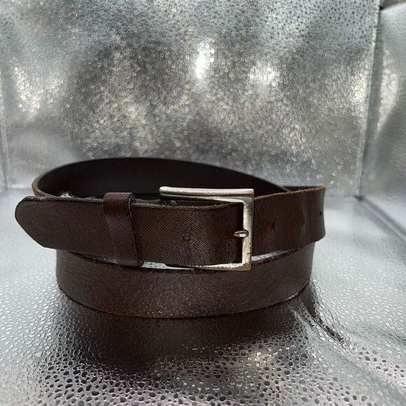 Banana Republic Leather Belt Size 38 Brown Silver Tone Hardware Chore Workwear - Picture 1 of 7
